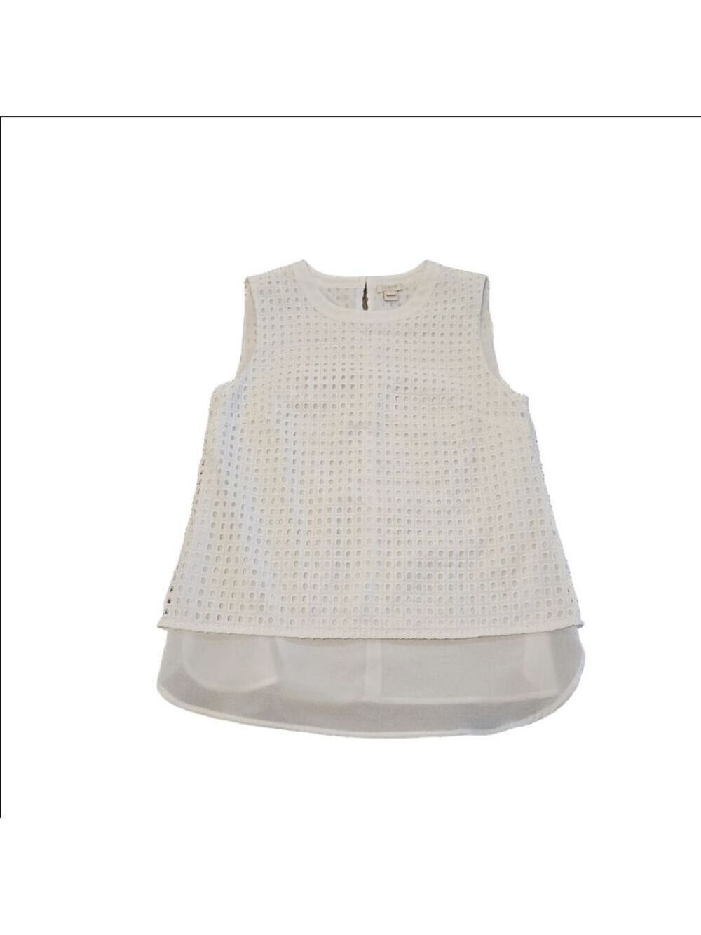 Women's J.Crew White Eyelet Sleeveless Blouse Top Size 2